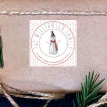 Cute Aquarelle Snowman Nom de famille Polka Dot