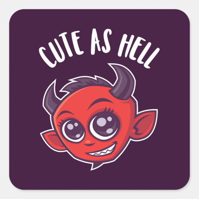 Sticker Carré Cute as Hell Devil (Devant)