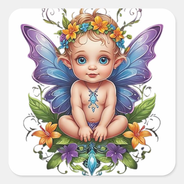 Sticker Carré Cute Baby Fairy (Devant)
