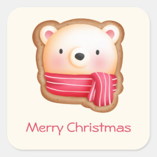 Sticker Carré Cute Bear Face