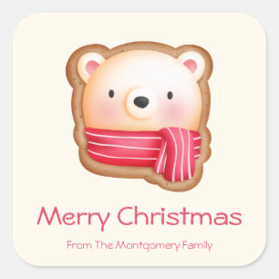 Sticker Carré Cute Bear Face