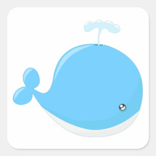 Sticker Carré Cute bébé baleine kawaii dessin animé pépiniè