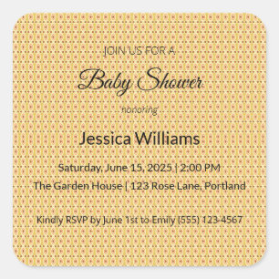 Sticker Carré Cute Boho Baby shower Sexe Neutre, Personnalisable