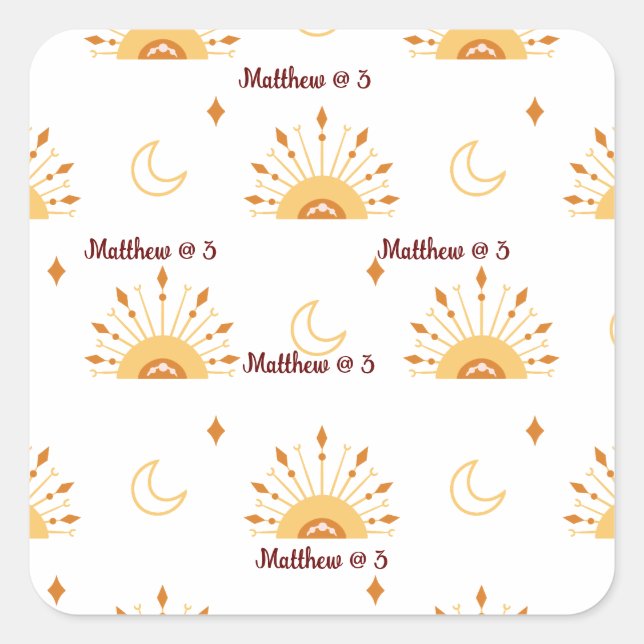 Sticker Carré Cute Boho Celestial Motif sans couture Anniversair (Devant)
