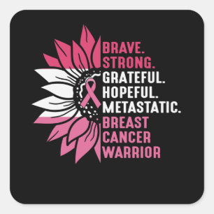 Sticker Carré Cute Brave forte espoir de sensibilisation au canc