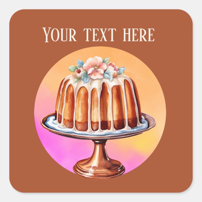 Sticker Carré Cute cake ajouter texte boulangerie pâtisseries ve (Devant)