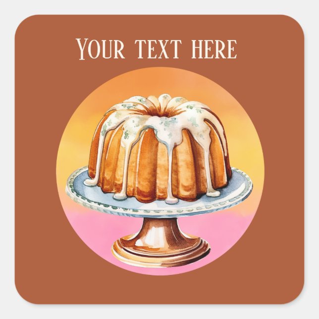 Sticker Carré Cute cake ajouter texte boulangerie pâtisseries ve (Devant)