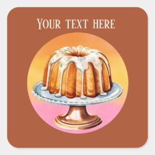 Sticker Carré Cute cake ajouter texte boulangerie pâtisseries ve