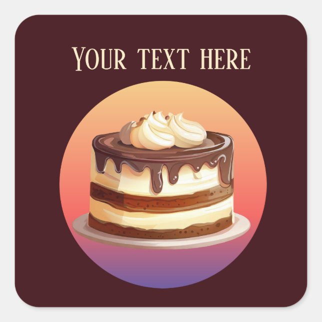 Sticker Carré Cute cake ajouter texte boulangerie pâtisseries ve (Devant)