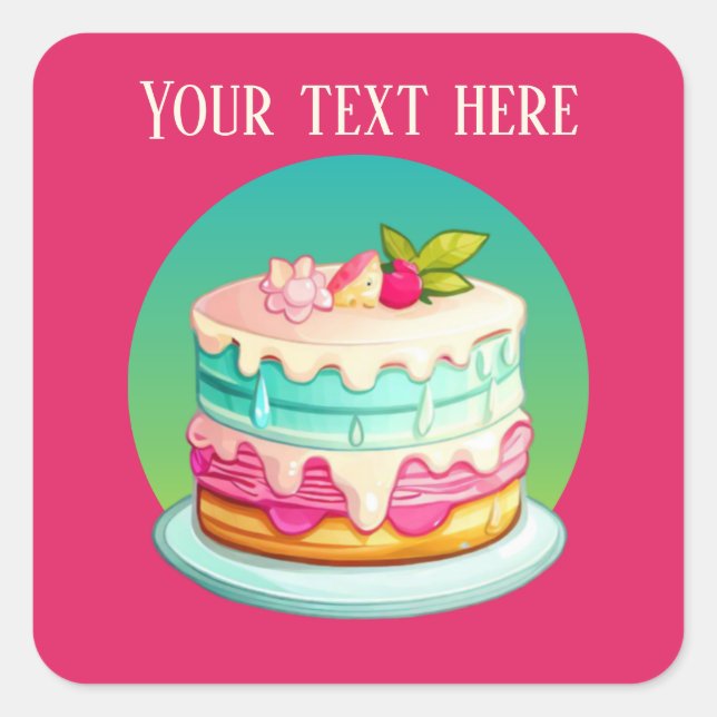 Sticker Carré Cute cake ajouter texte boulangerie pâtisseries ve (Devant)