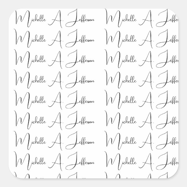 Sticker Carré Cute Calligraphy Créative tendance Nom personnalis (Devant)
