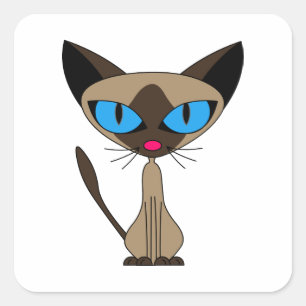 Sticker Carré Cute Carré chat siamese