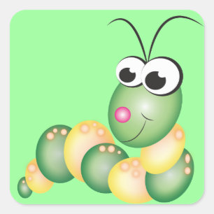Sticker Carré Cute Cartoine Caterpillar