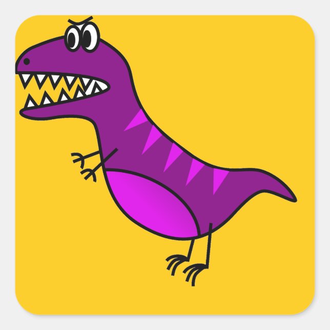 Sticker Carré Cute cartoon angry purple dinosaure (Devant)