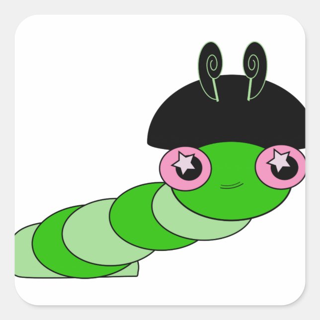 Sticker Carré Cute Caterpillar (Devant)