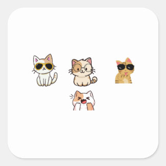 Sticker Carré Cute cats