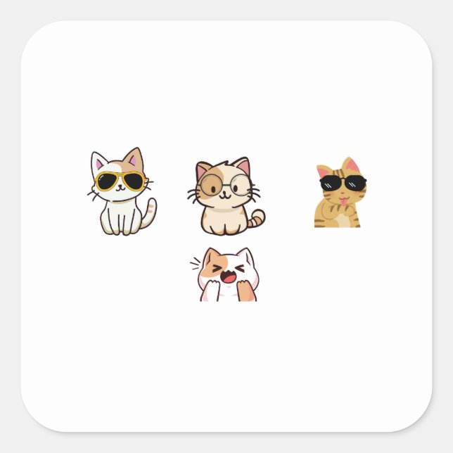 Sticker Carré Cute cats (Devant)