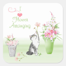 Cute Chat Arrange Fleurs