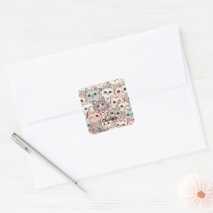 Sticker Carré Cute Chat simple chaton Motif