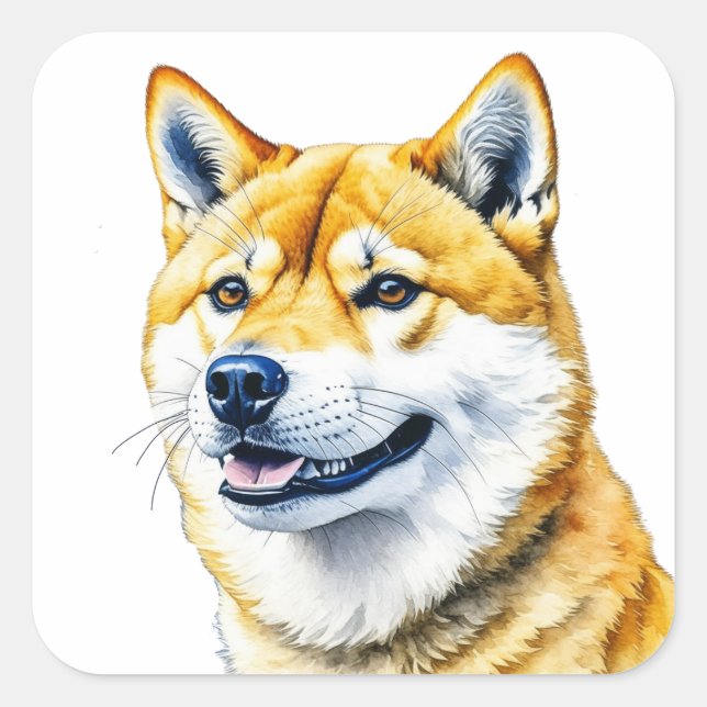 Sticker Carré Cute chia inu race de chien (Devant)