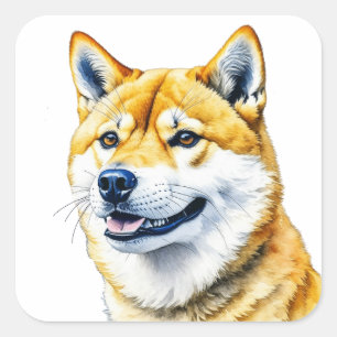 Sticker Carré Cute chia inu race de chien