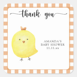 Sticker Carré Cute Chick baby shower merci