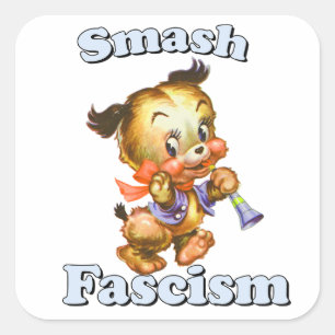 Sticker Carré Cute Chiot Rétro - Fascisme Smash