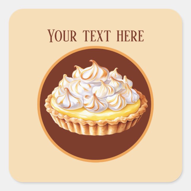 Sticker Carré Cute citron meringue tarte ajouter le message (Devant)