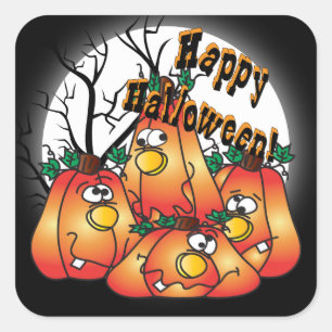 Sticker Carré Cute Citrouille d'Halloween