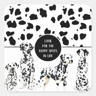 Sticker Carré Cute Dalmatiens Noir & Blanc Zones Joyeuses