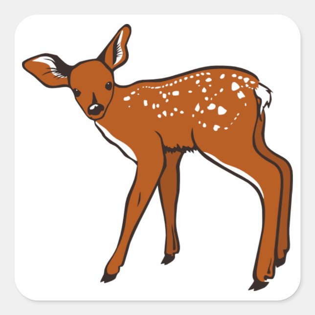 Sticker Carré Cute Deer Fawn (Devant)