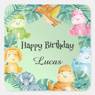 Sticker Carré Cute dinosaur jungle anniversaire de enfant de l'é