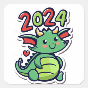 Sticker Carré Cute Dragon 2024