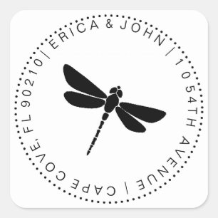 Sticker Carré Cute Dragonfly Adresse de Retour  Sur mesure