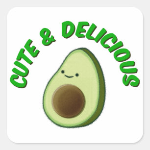 Sticker Carré Cute Et Délicieux Avocado