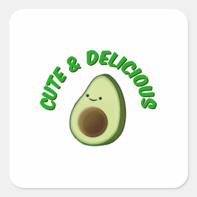 Sticker Carré Cute Et Délicieux Avocado (Devant)
