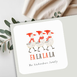 Sticker Carré Cute Fa La Red Winter Quacking Christmas Canards