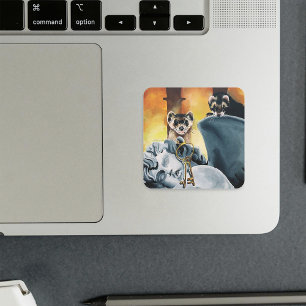 Sticker Carré Cute Ferrets Keys Cherub
