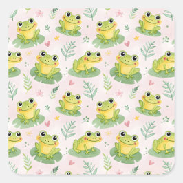 Sticker Carré Cute frogs Pattern