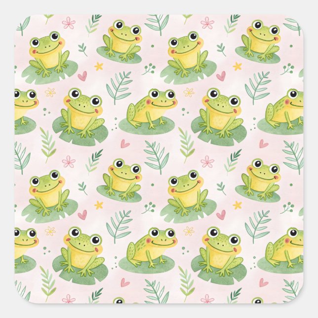 Sticker Carré Cute frogs Pattern (Devant)