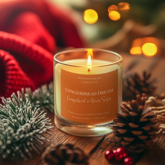 Sticker Carré Cute Gingerbread Man Christmas Candle Label (Créateur téléchargé)