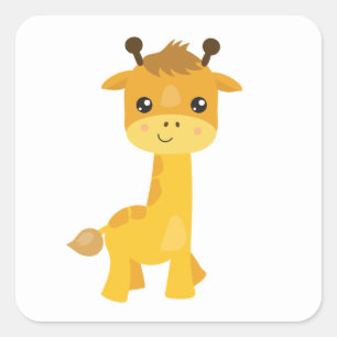 Sticker Carré Cute Giraffe