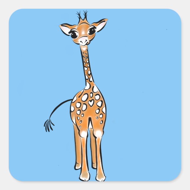 Sticker Carré Cute Giraffe drawing, safari animals (Devant)