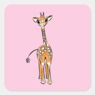 Sticker Carré Cute Giraffe drawing, safari animals