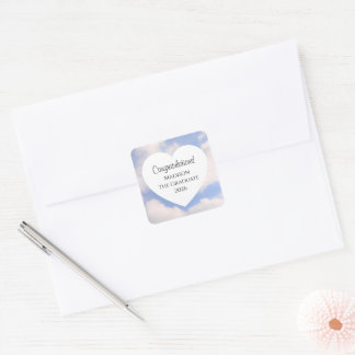 Sticker Carré Cute Graduation 2026 Congratulations Message Heart