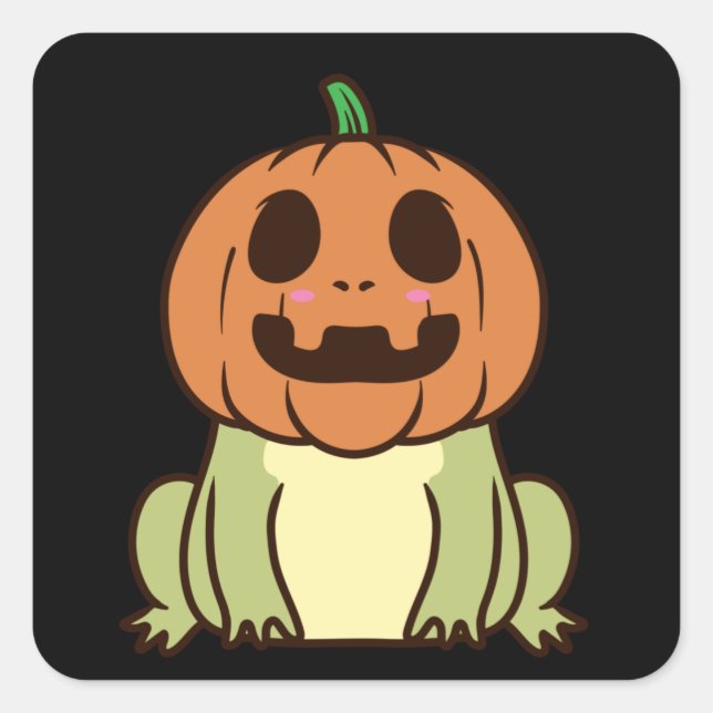 Sticker Carré Cute grenouille Citrouille Halloween (Devant)