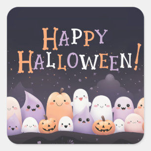 Sticker Carré Cute Halloween Kawaii Ghost