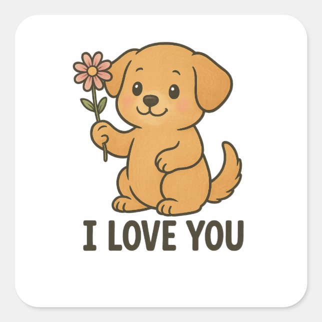 Sticker Carré Cute I Love You  (Devant)