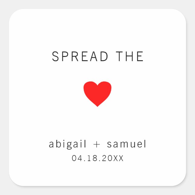 Sticker Carré Cute Jam Favoriser Red Heart Mariage moderne (Devant)