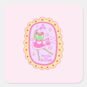 Sticker Carré Cute Jolly Frog - Digne et Assez